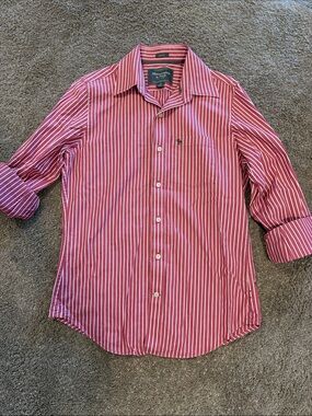 Abercrombie & Fitch Pink and White Striped Button-Down Shirt